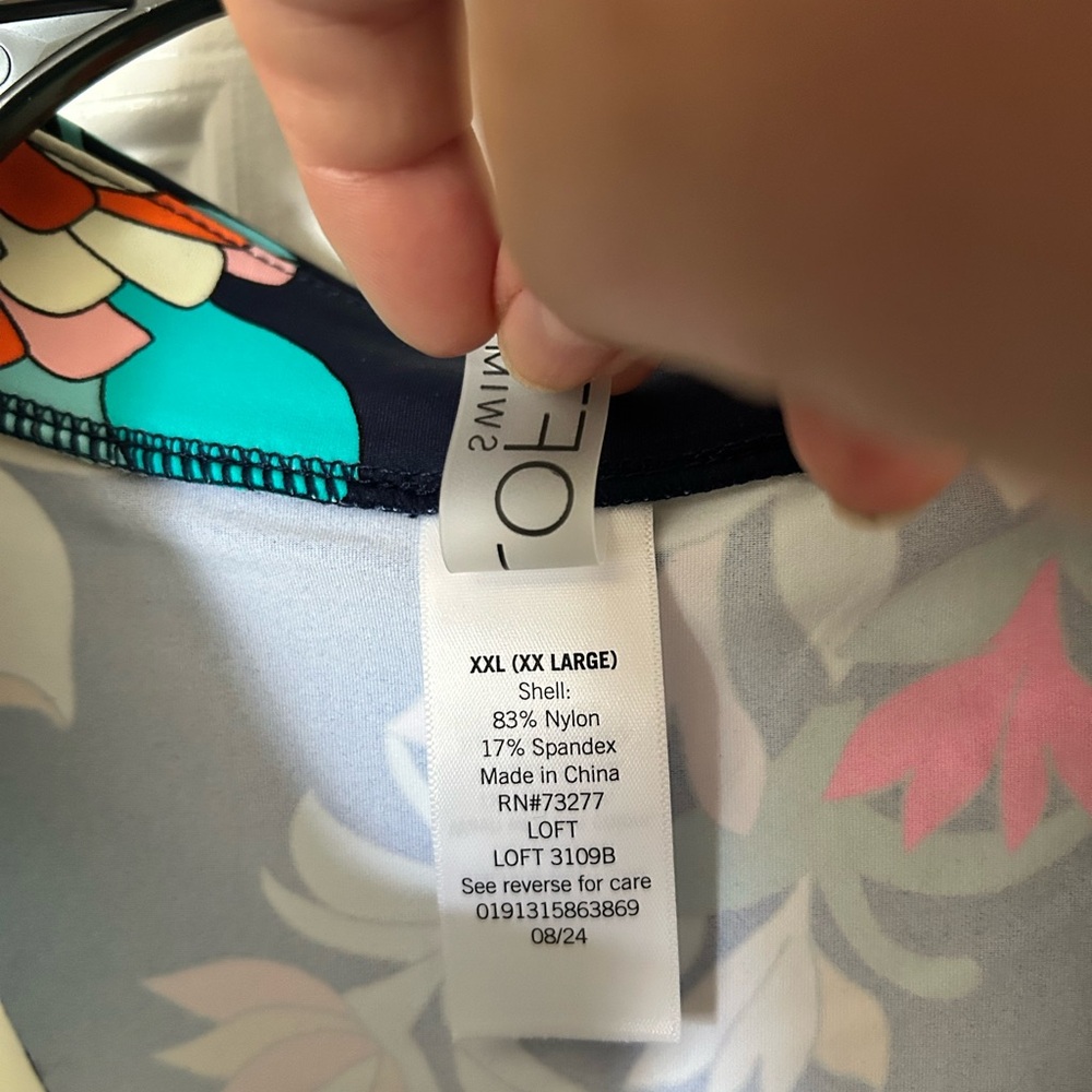 LOFT Blue One Piece Swimsuit with Long Sleeves - Picture 4 of 7